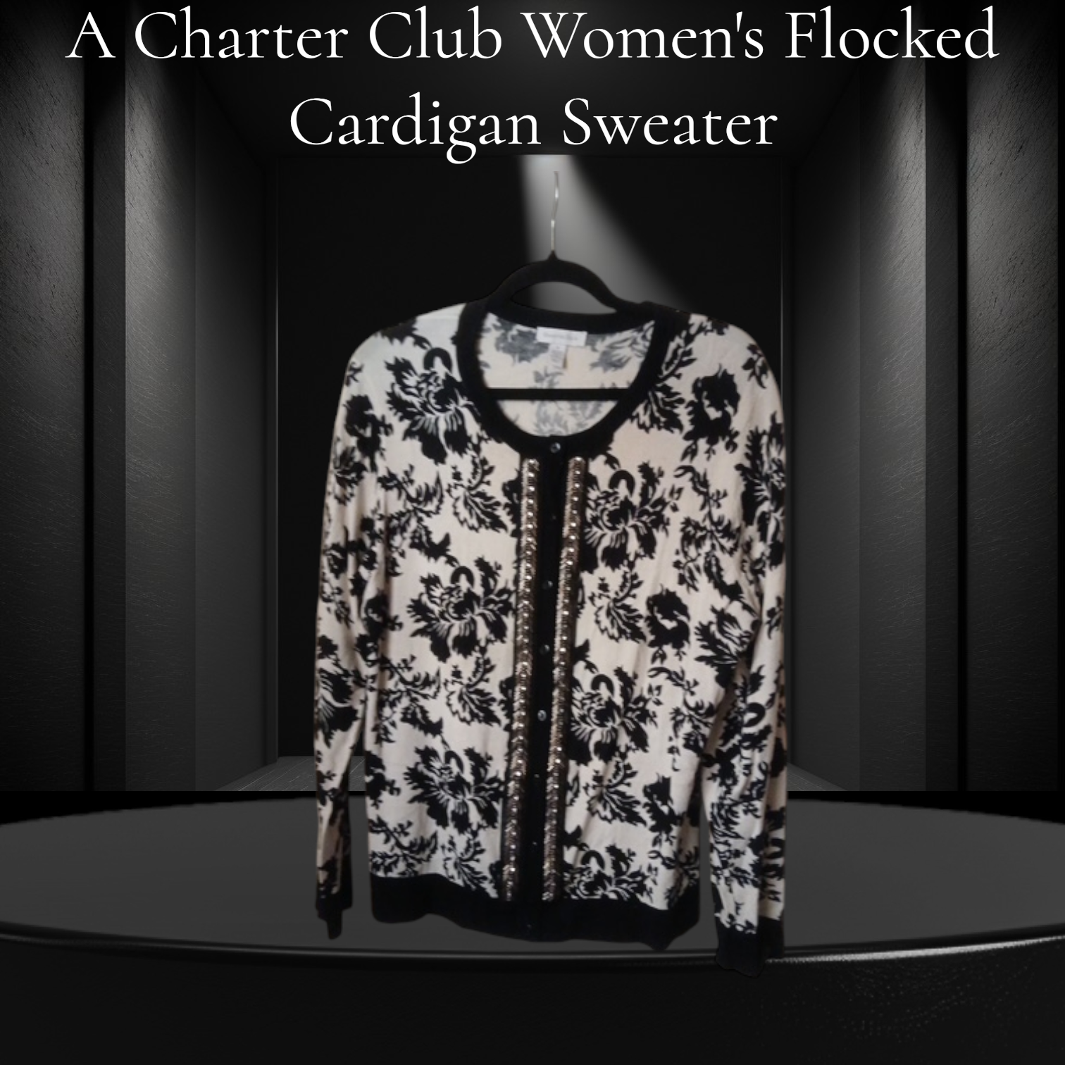 A Charter Club Women's Flocked Cardigan Sweater