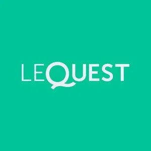 LEQEST logo with white text on teal background