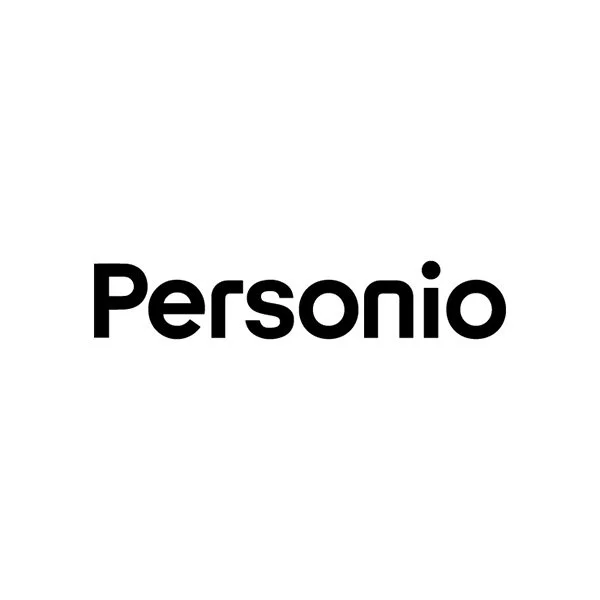 Personio black wordmark HR software client logo — corporate event photography Ballo Studio