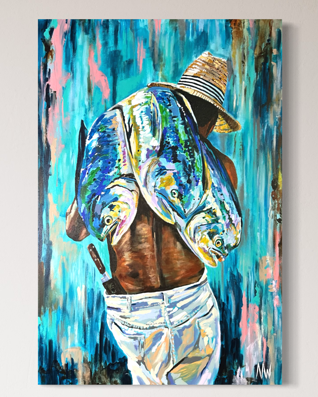 “The Weight Of The Catch”
24" x 36" 
Acrylic on Canvas
BBD$5,500.00/USD$2,750.00