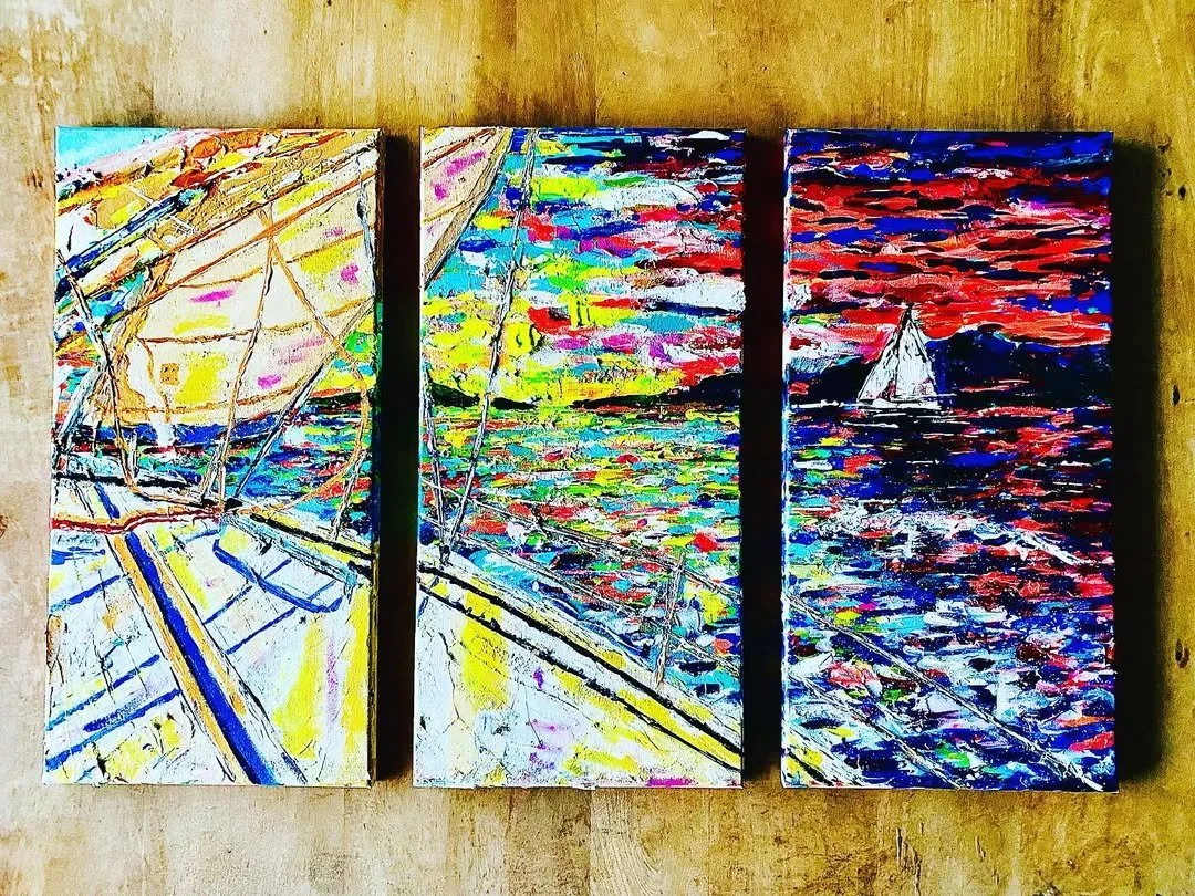 “Twilight Cruise” 
Acrylic on Canvas
Triptych 
10” x 20” Panels 
SOLD