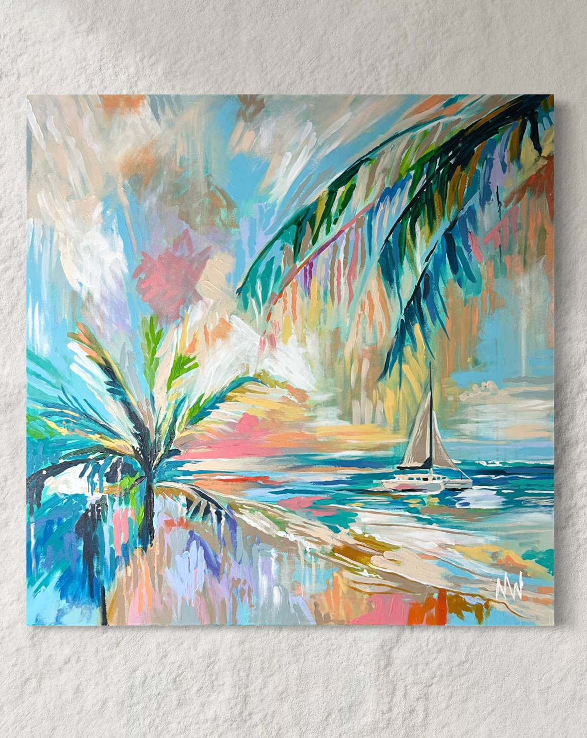 Platinum Passage" from the Series "Echoes of an Island Dream" | 36" x 36" | Acrylic on Canvas | BBD$9,000.00/USD$4,500.00