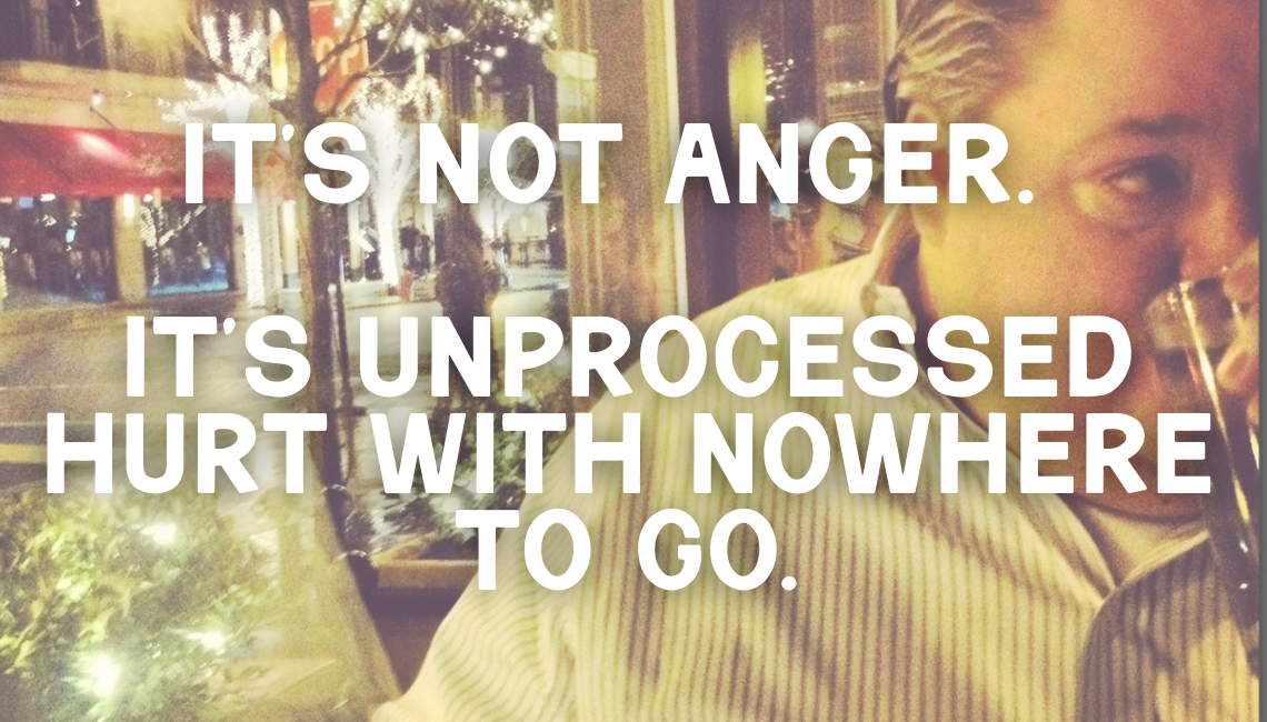 Unprocessed hurt with nowhere to go.  Men's mental health isn't easy to see but help is needed.  This is one man's journey