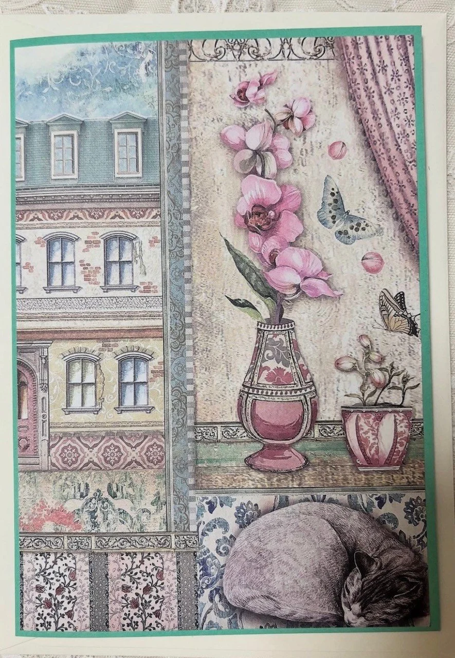 Romantische Karte schlafende Katze