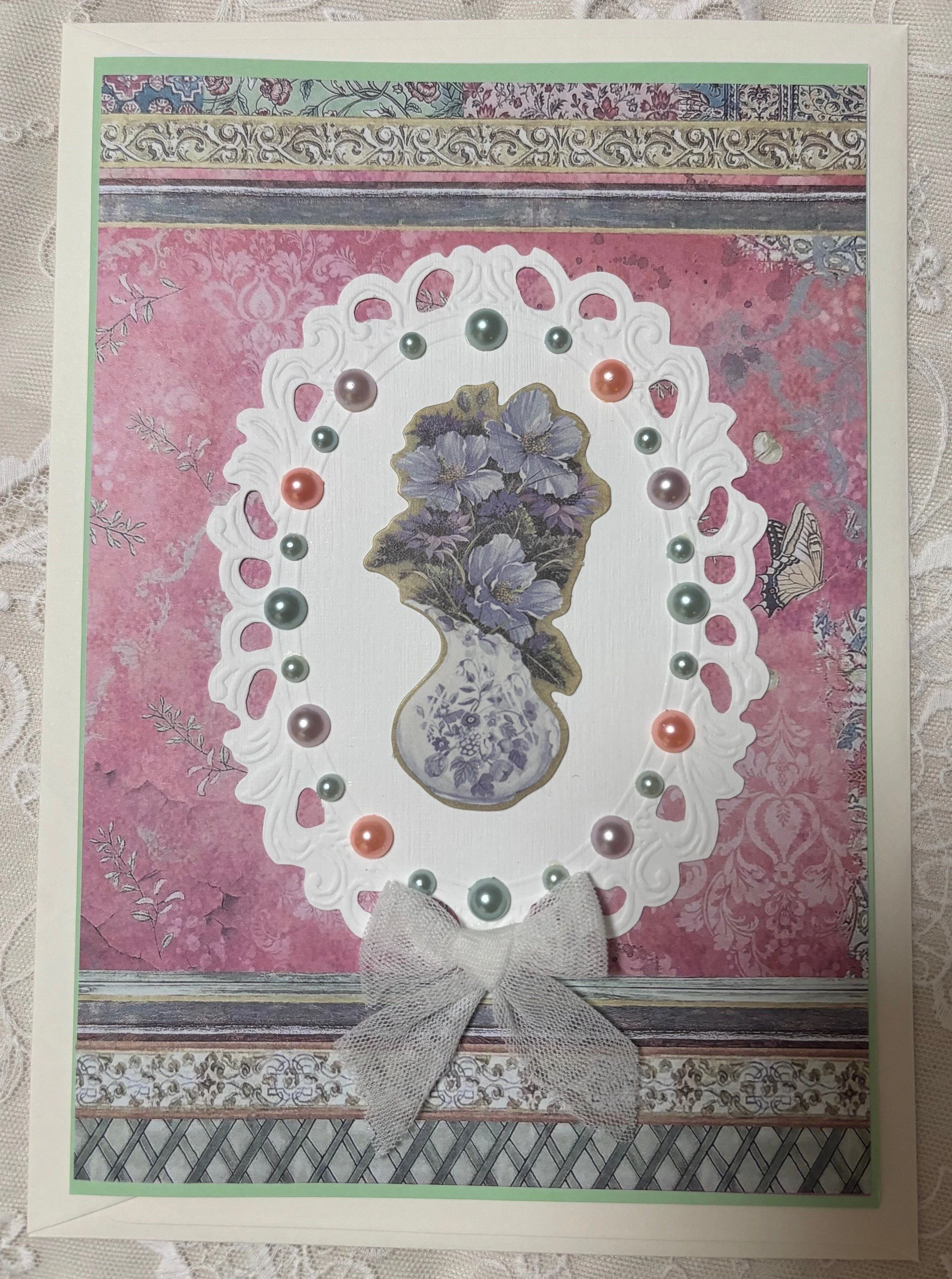 Romantische Karte Blumenvase