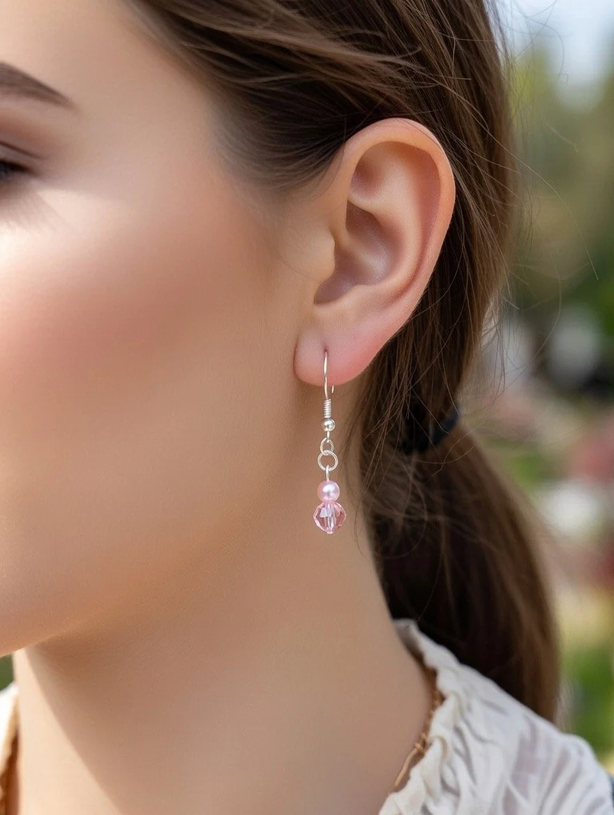 Evie's Enchanting Pink Bead Earrings