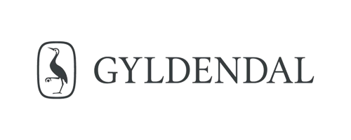 Logo med en svane og teksten 'Gyldendal'.
