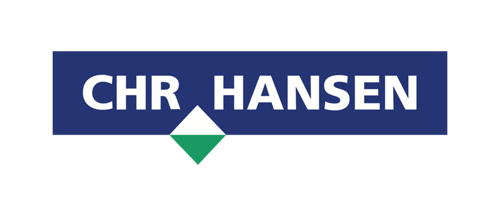 Logo med teksten 'CHR HANSEN' på en blå baggrund