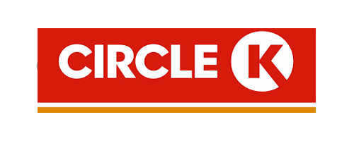 Circle K logo med rød baggrund og hvid tekst
