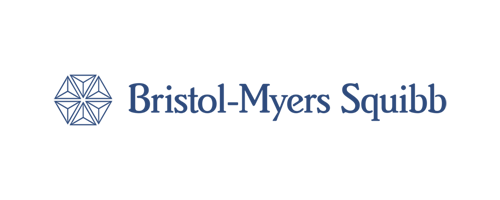 Bristol-Myers Squibb logo med en geometrisk form og teksten 'Bristol-Myers Squibb'