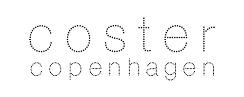 Tekst med ordene "coaster copenhagen" skrevet i prikker.