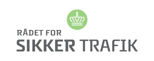 Logo med teksten 'Rådet for Sikker Trafik' og et grønt ikon af en trafikkegle med en bjergtop ovenover.