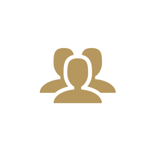 Tegning af tre personer, der repræsenterer et fællesskab eller en gruppe.