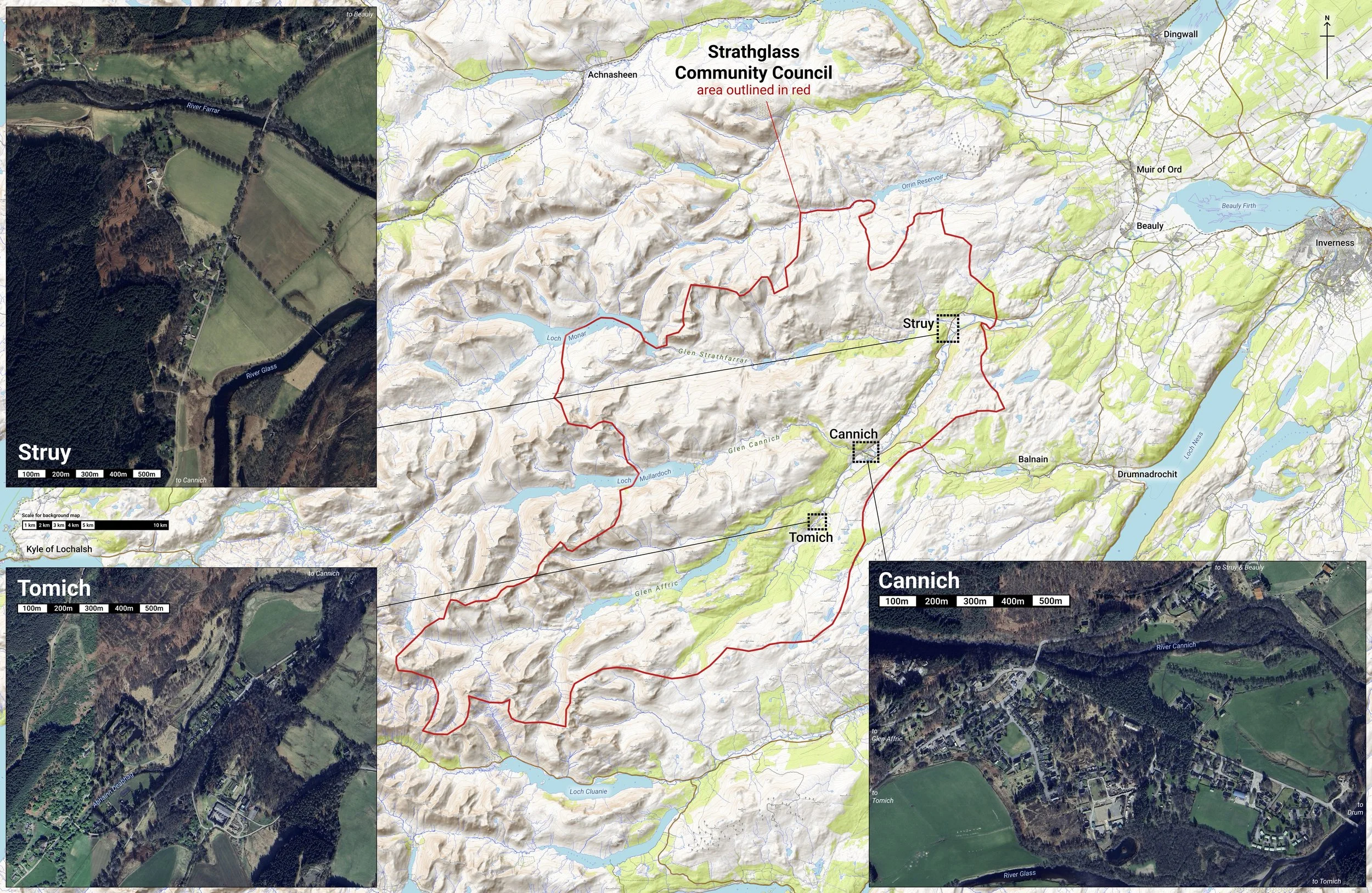map showing extent of Strathglass Community Council area and the Plan