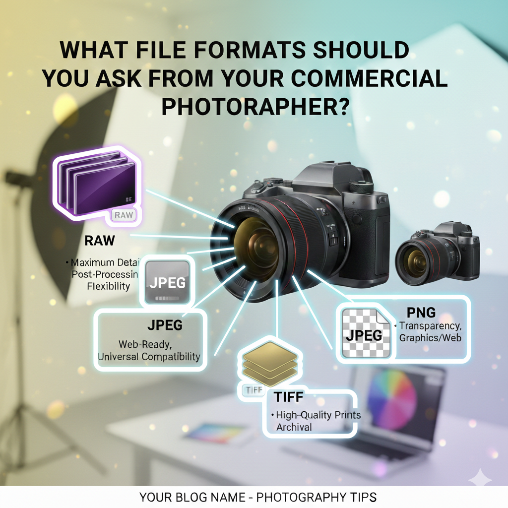 RAW, TIFF, and JPEG Explained: What File Formats Clients Should Ask From Their Commercial Photographers.