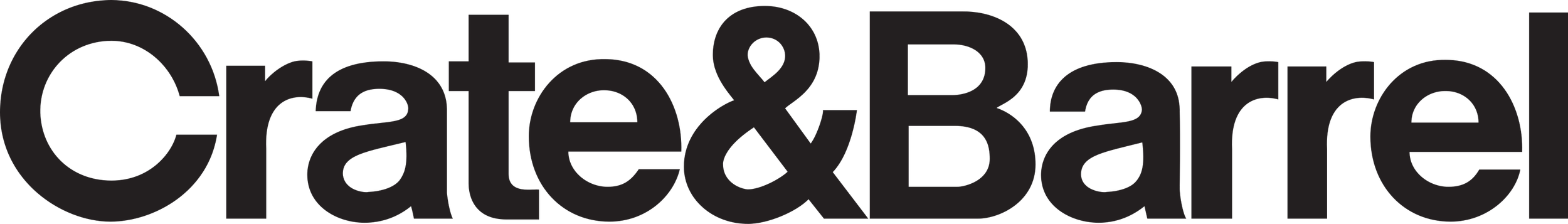 Logo of Crate & Barrel in black text on a white background.