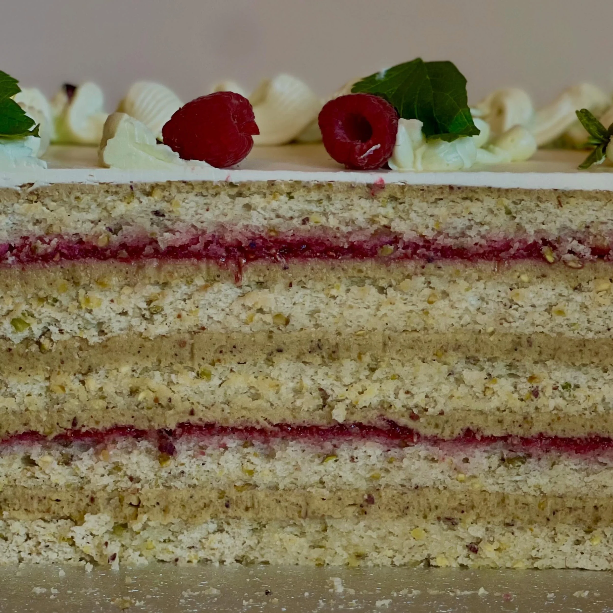 Baking is my love language - and this cake was a chance to pour that into every layer.

For Flora &amp; Fiann&rsquo;s wedding cake, every element was developed bespoke for them - from the vegan pistachio &amp; lemon sponge to the whipped pistachio wh