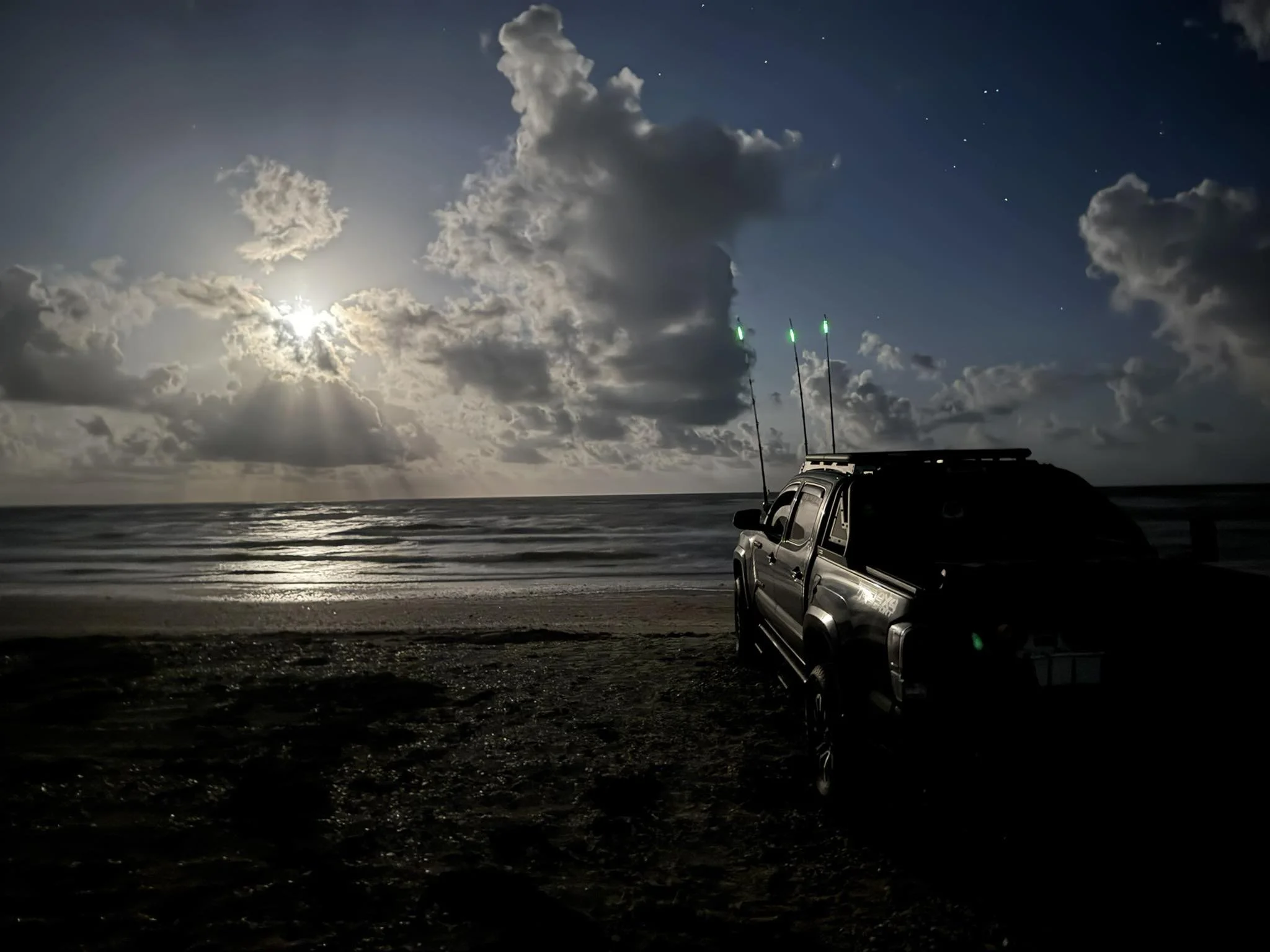 Surf Fishing Beach truck full moon