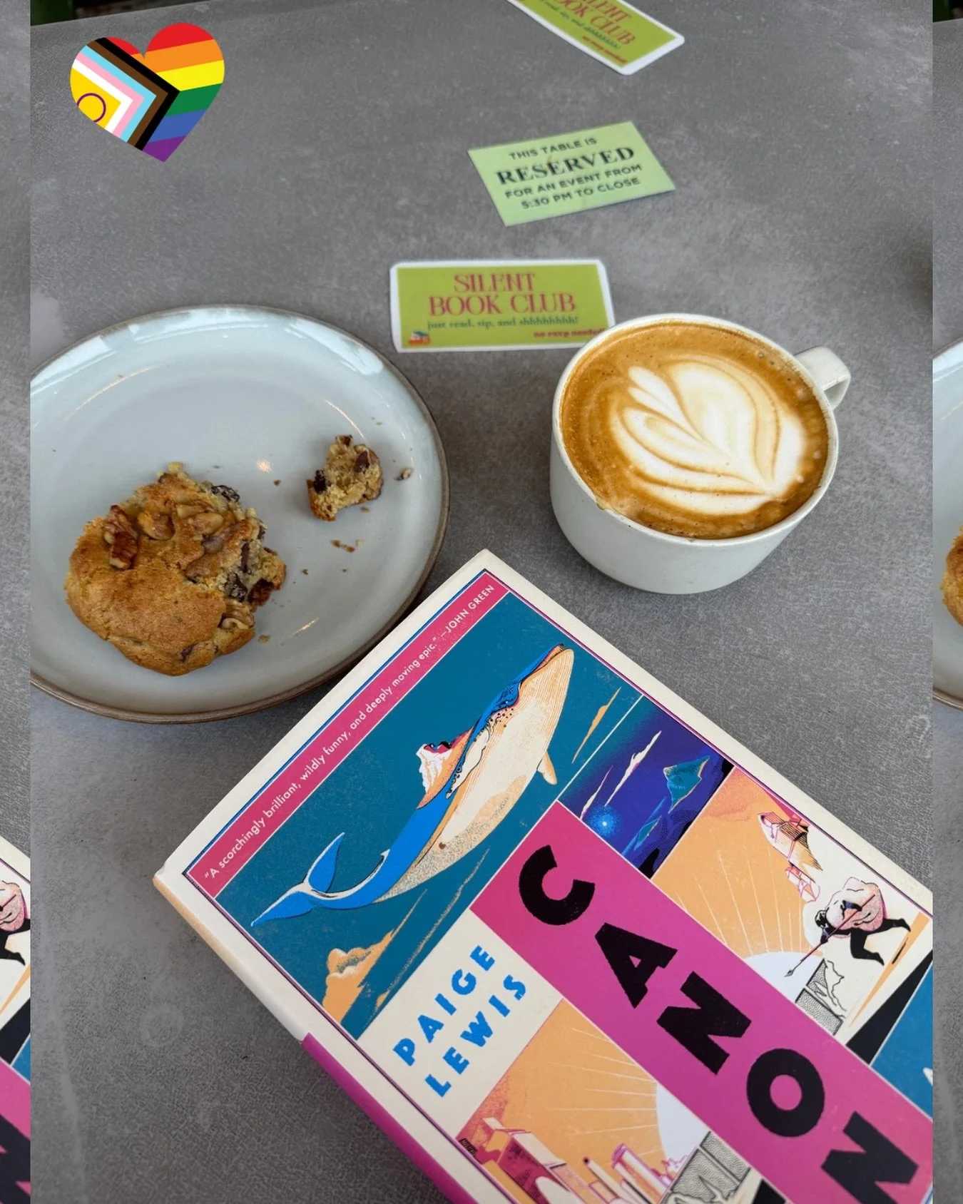 Silent bookclub tonight at @simonacafe !! 

✨All are welcome! 
✨6:00pm-7:00pm under the covered patio
✨ 15% off your drink order when you say you&rsquo;re with the bookclub! 

📚☕️📚☕️📚☕️