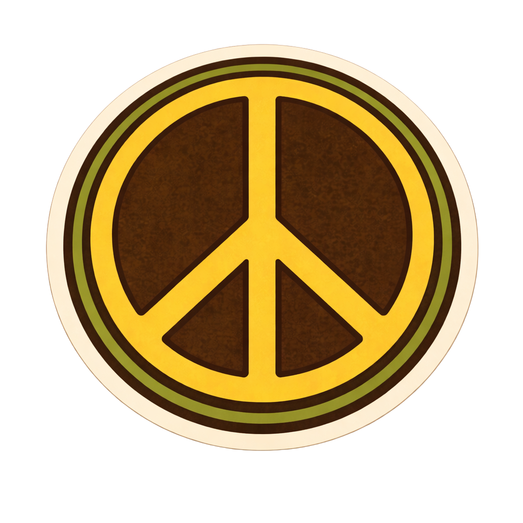 Golden Peace Sign Circle Sticker