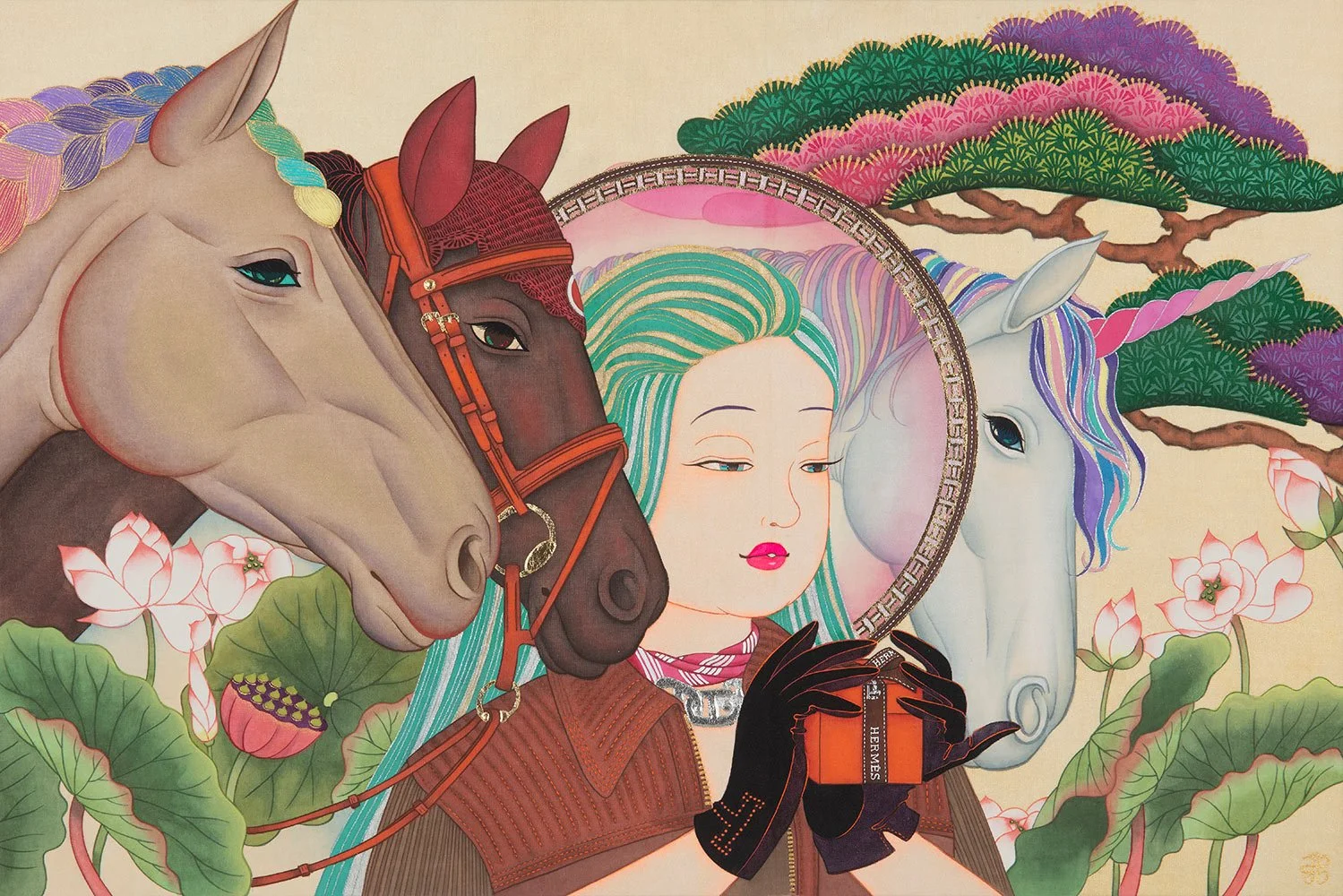 Hermès Girls | 50 X 50 cm | 비단에 진채 | 2026