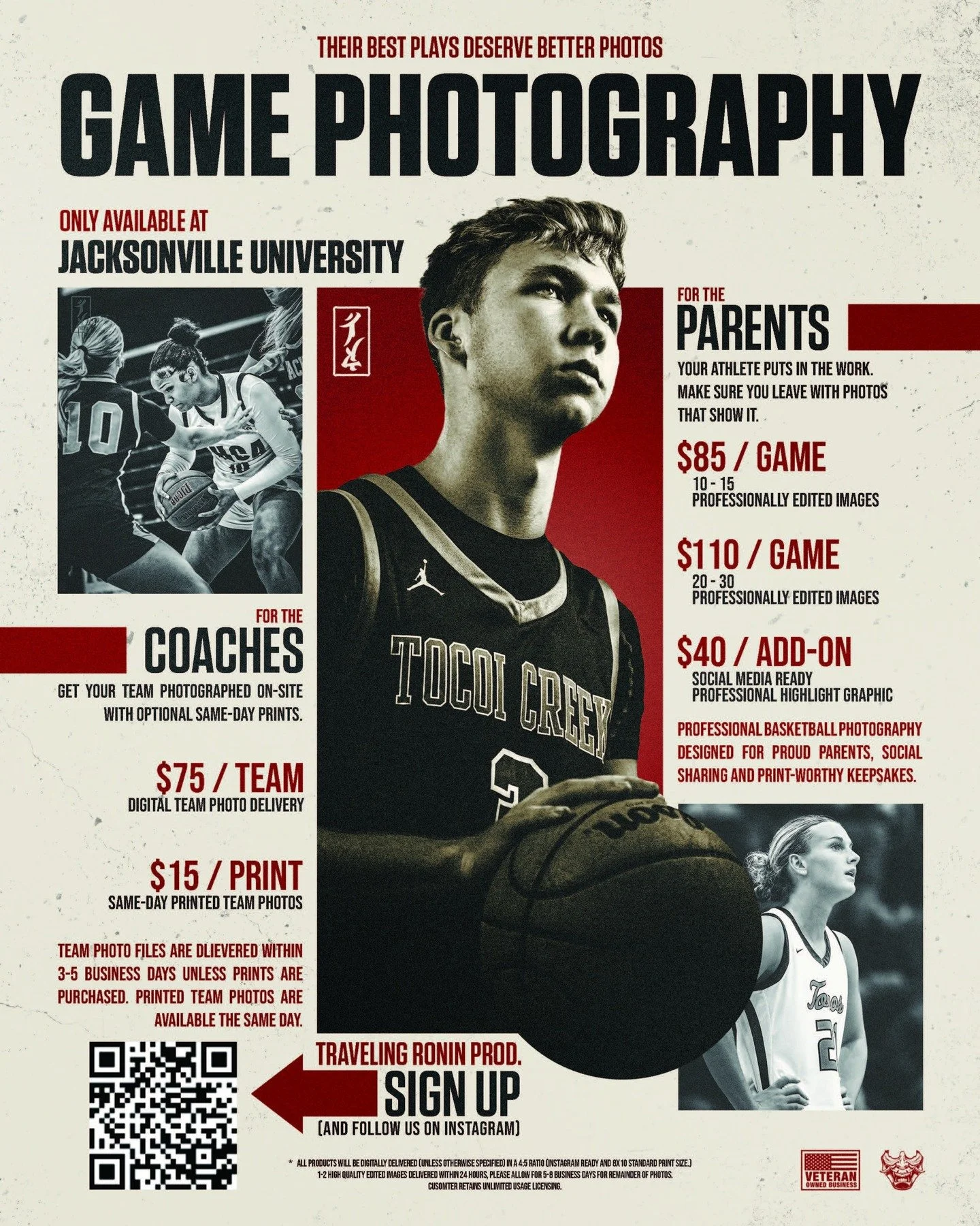 Their Best Plays Deserve Better Photos! TRP is shooting the @blueheatbasketballacademy Jax Jam V @jacksonvilleu campus. Let us highlight your athlete, take a full team photo, or both! 18-19 April, time slots are still available.