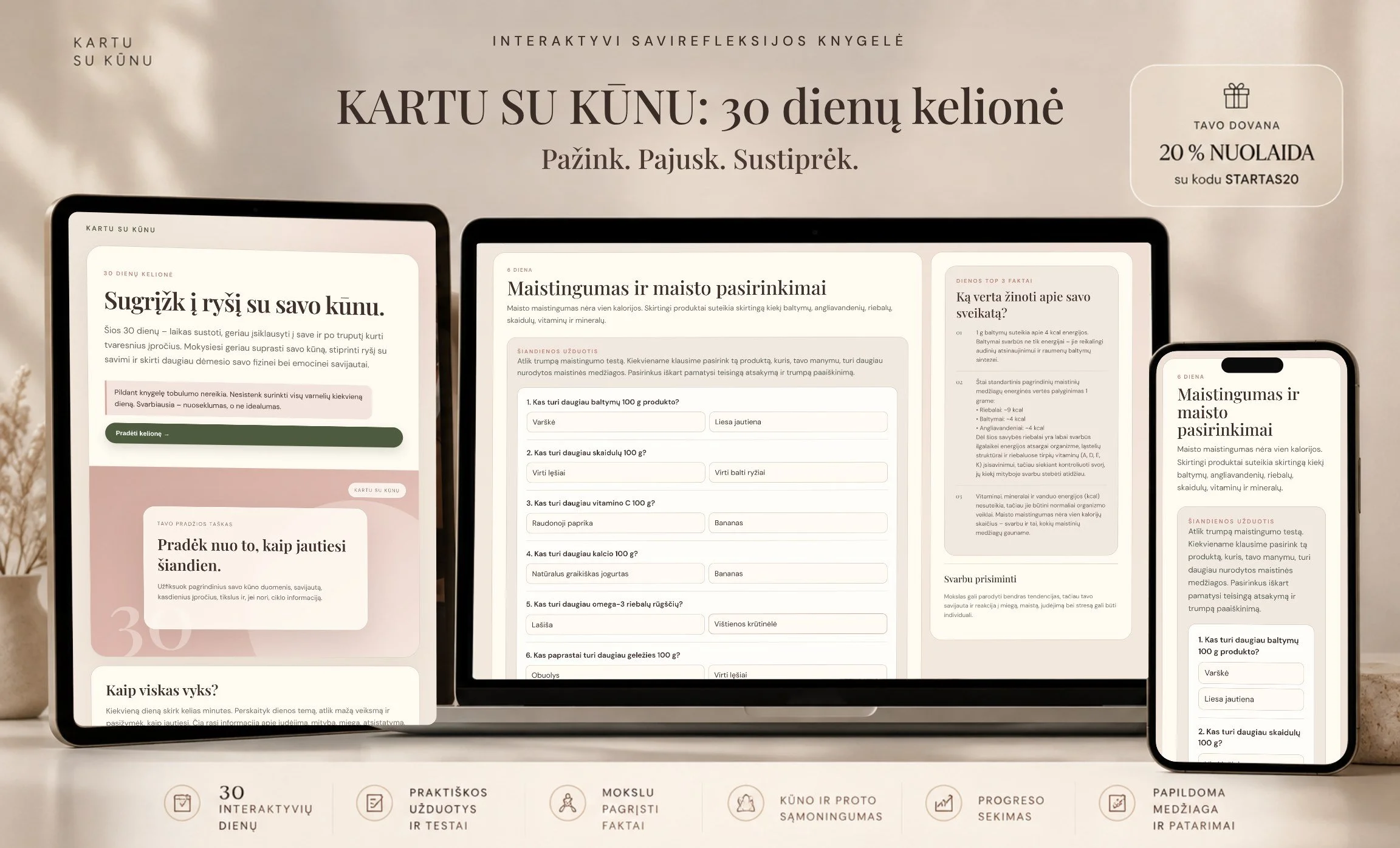 KARTU SU KŪNU: 30 dienų kelionė – interaktyvi knygelė planšetėje, kompiuteryje ir telefone