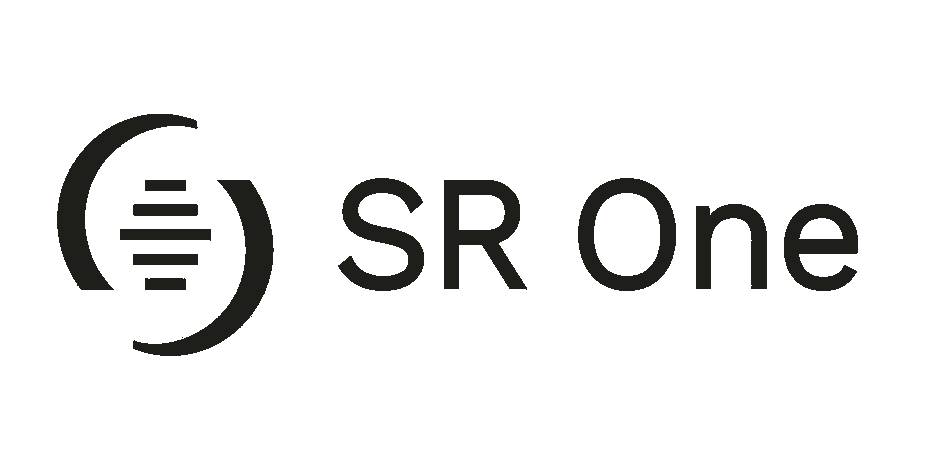 Logo with a stylized circle and horizontal lines next to the text 'SR One'