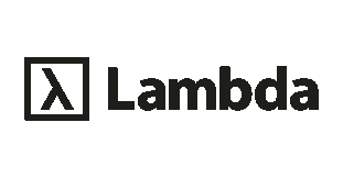 Lambda logo with black Lambda symbol inside a square and the word 'Lambda' in bold black letters.