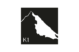 Silhouette map of a mountainous region with the label 'K1' in the bottom left corner.