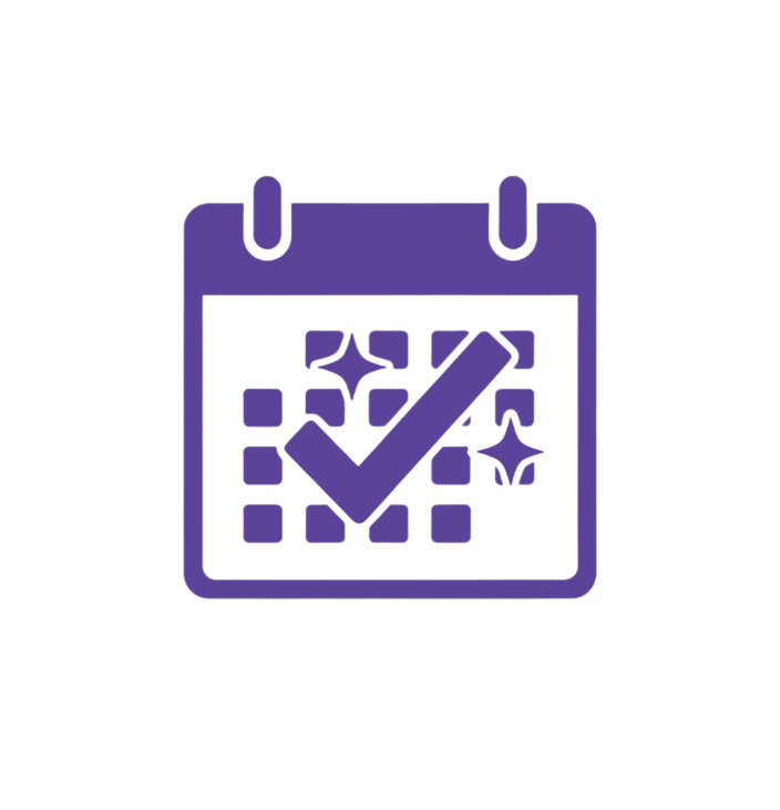 Illustration of a calendar with a checkmark, indicating a scheduled or completed event.