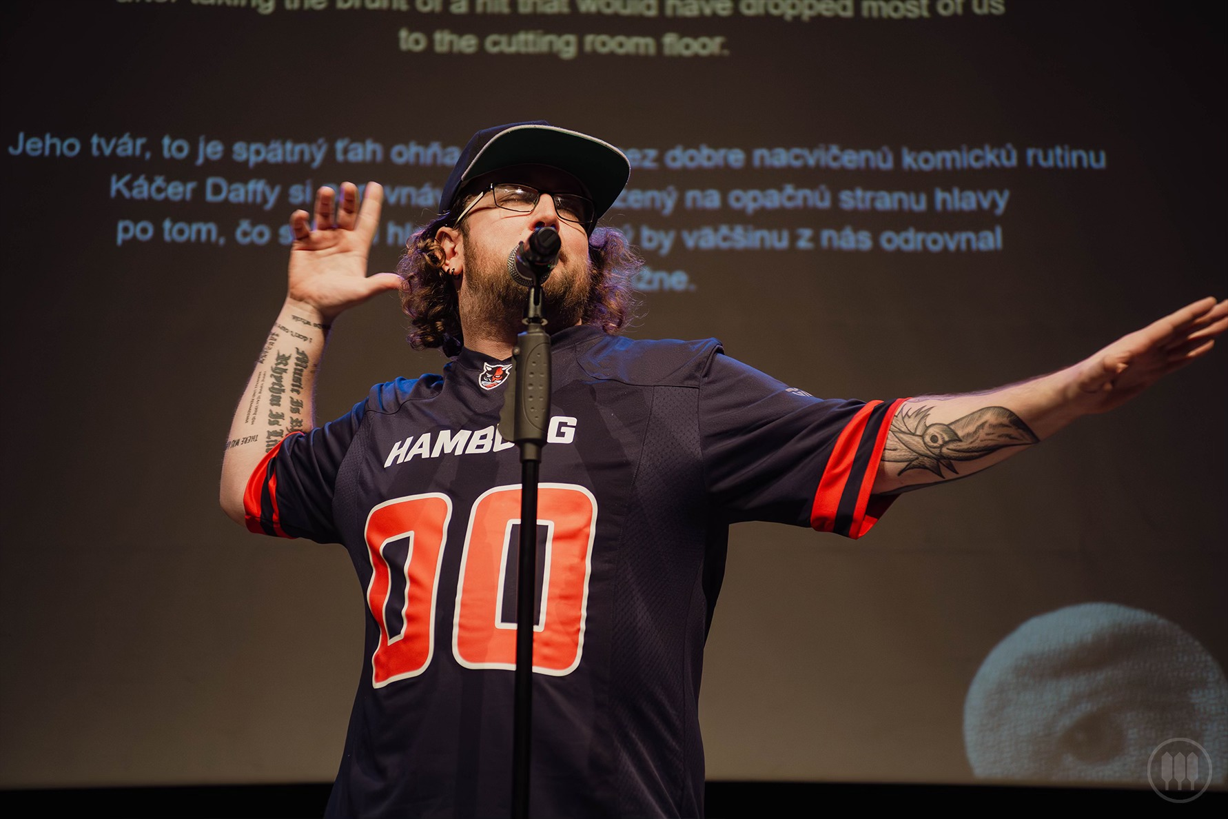 Man talking into microphone