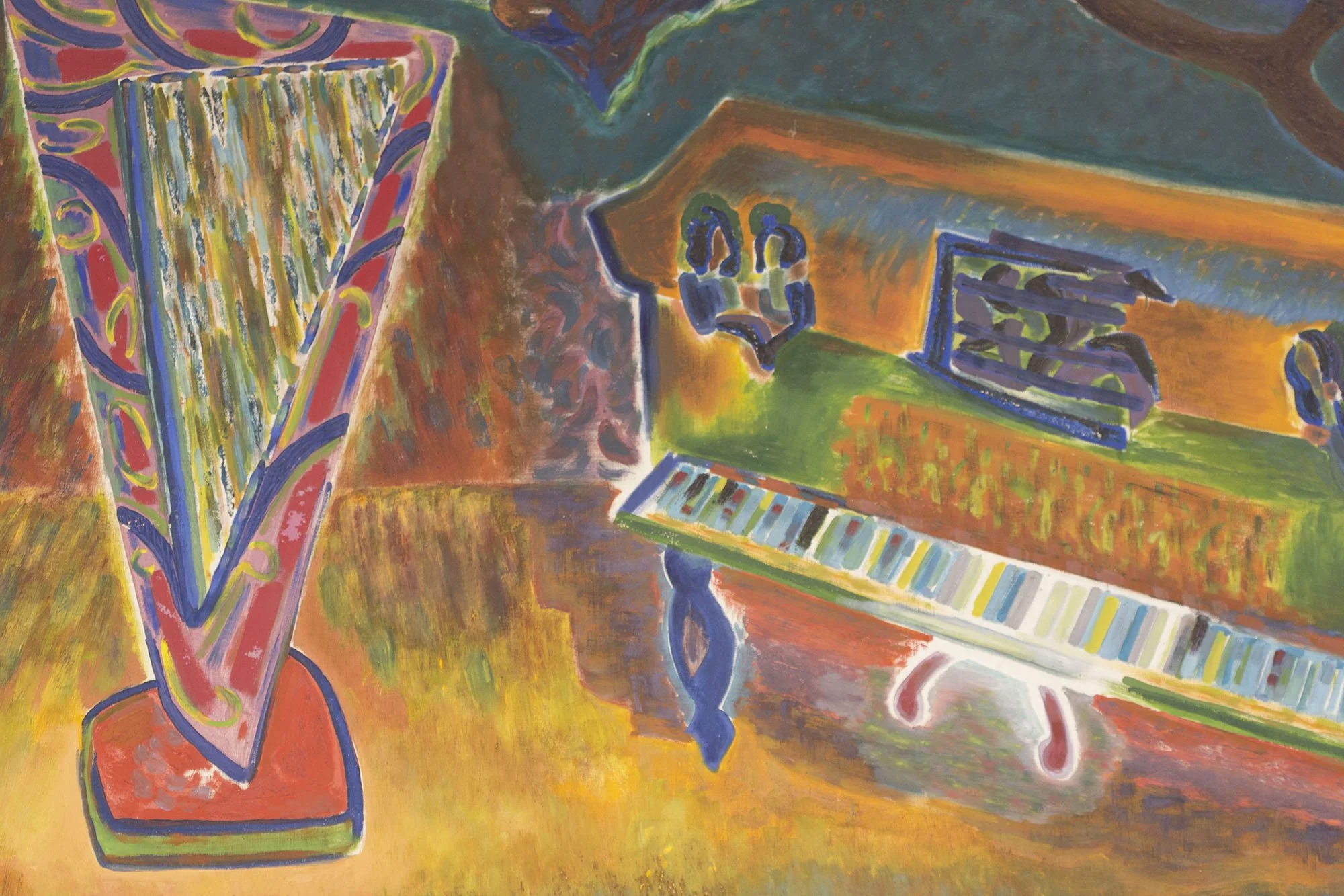 Détail d'une peinture de Michel Terrasse dans le studio de l'école La Sylvaine.