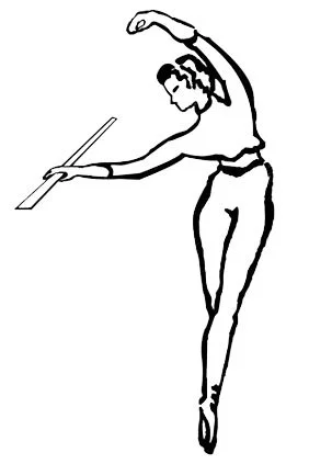 logo de l'école La Sylvaine, une illustration d'une ballerine en position de danse à la barre.