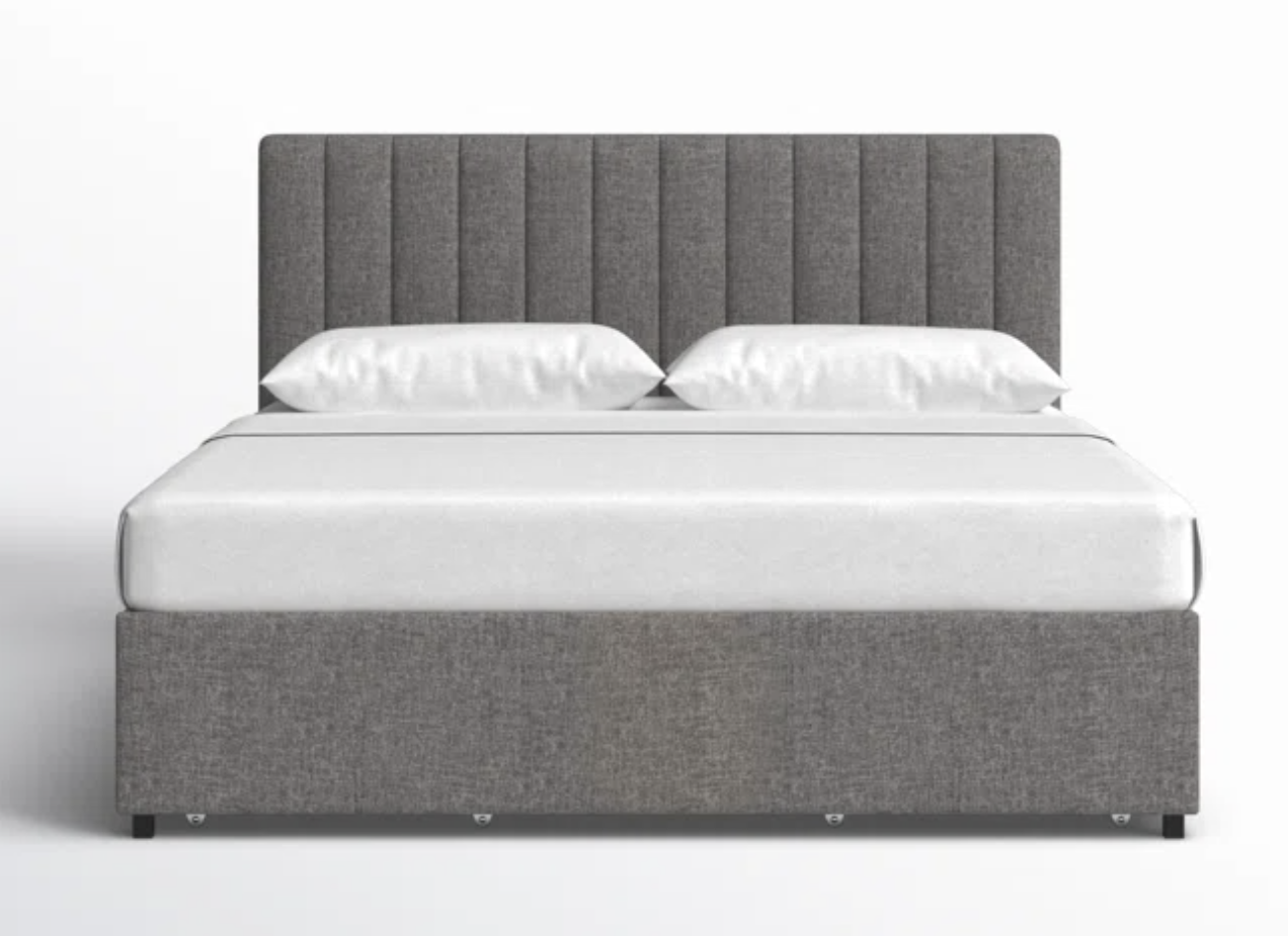 low profile weave textile queen bed wstoragegray.png