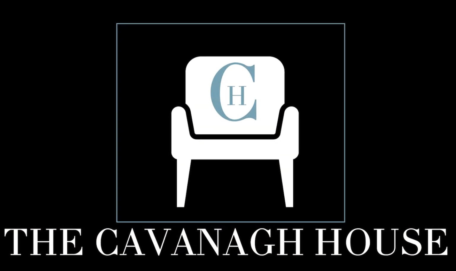 Logo for The Cavanagh House featuring a white armchair with a monogrammed cushion with the letter C and H, and the text "The Cavanagh House" underneath.
