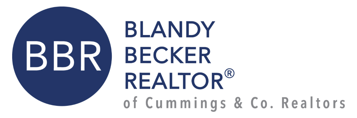 Logo for Blandy Becker Realtor, a member of Cummings & Co. Realtors, featuring a blue circle with the initials BBR and text in blue and gray.