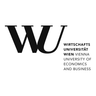 Logo der Wirtschaftsuniversität Wien (WU) mit den englischen und deutschen Namen
