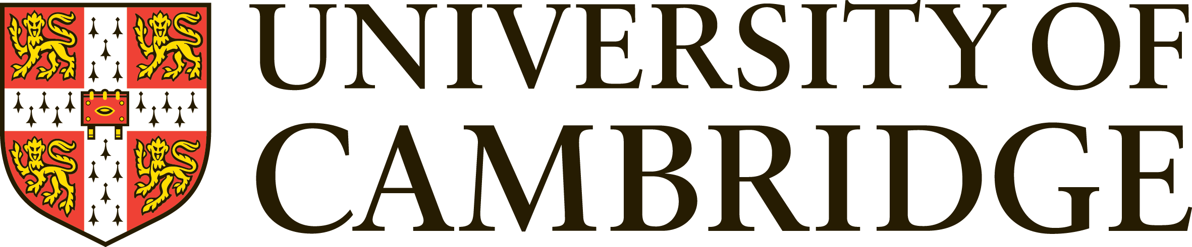 The University of Cambridge logo featuring a shield with lions and a red and white cross, alongside the text 'UNIVERSITY OF CAMBRIDGE' in black.
