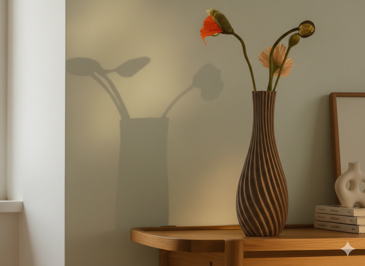 Moderne Wellen-Twist-Vase – Elegantes 3D-Druck Design-Objekt aus nachhaltigem PLA