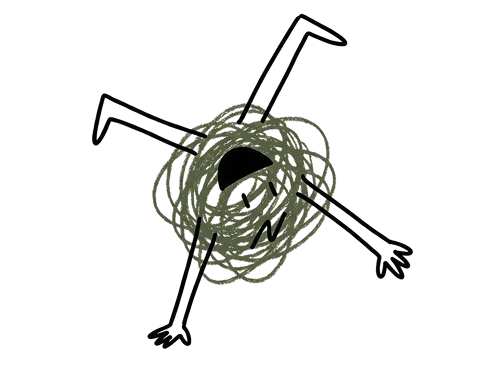 Un insetto con un corpo rotondo, zampe lunghe e sottili, e antenne, raffigurato in stile disegnato.