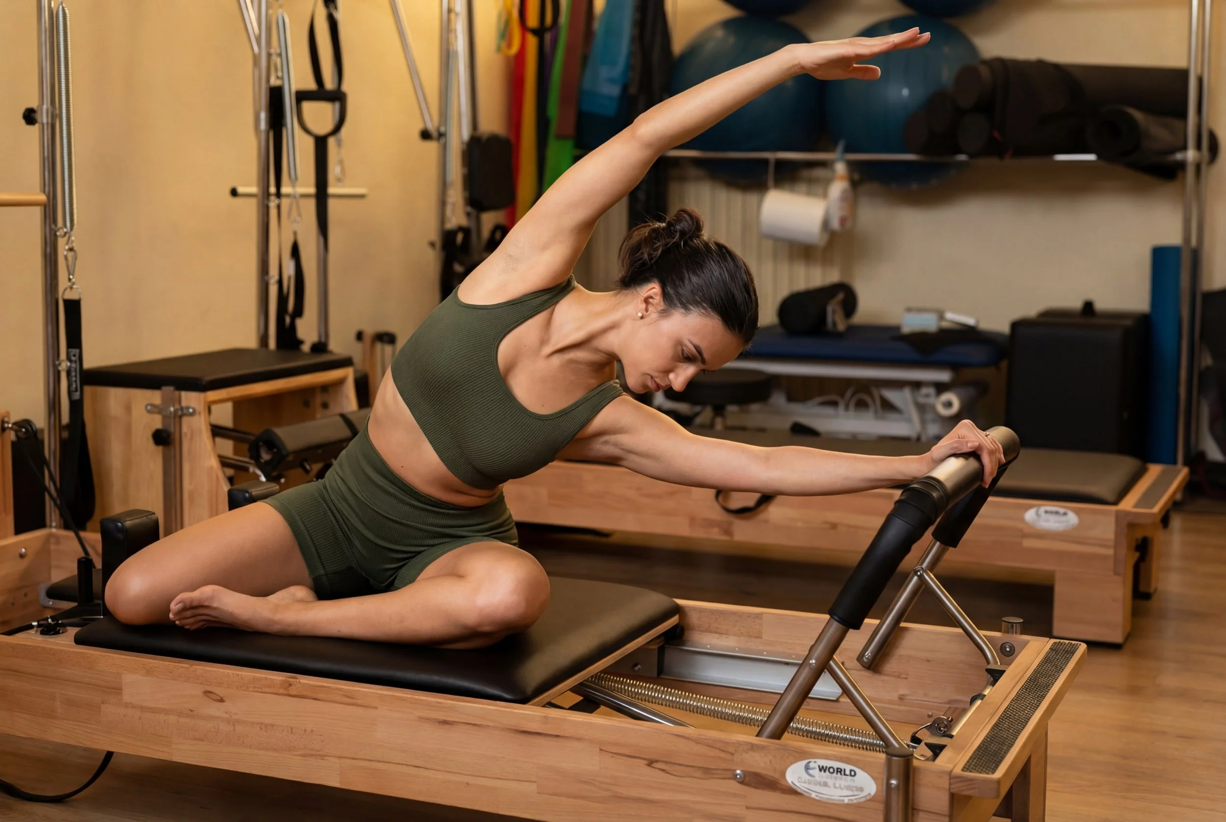 Girl, pilates, green