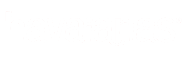 Logo da marca Havaianas em fundo preto.