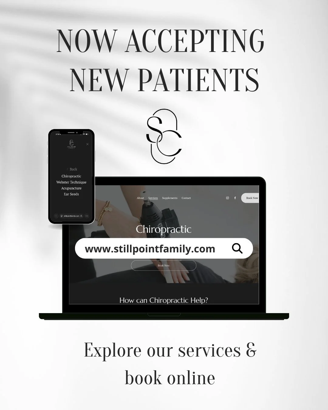 Our updated website is live 🤍

Explore our services, learn more about our approach, and easily book your appointments online.

We're officially accepting new patients and would love to care for you.

Visit: stillpointfamily.com