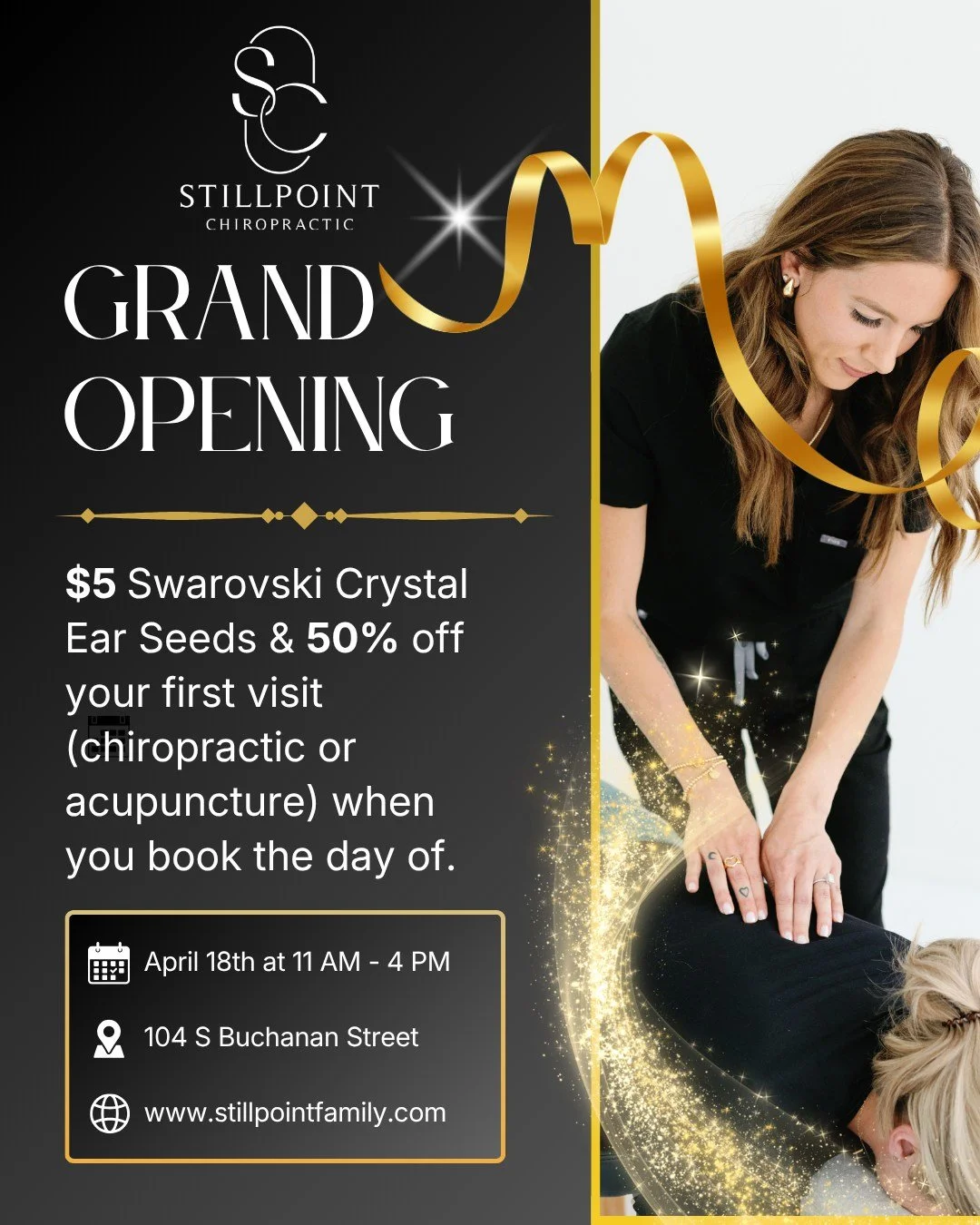 ✨ We're officially OPEN &amp; celebrating in a BIG way! ✨

Join us for our Grand Opening and experience what personalized, intentional care really feels like 🤍

🎉 Grand Opening Special:
▪ $5 Sqarvoski Crystal Ear Seeds
▪ 50% OFF your first visit (c