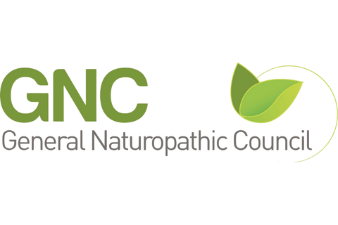 GNC logo with green text and a green leaf design, representing the General Naturopathic Council.