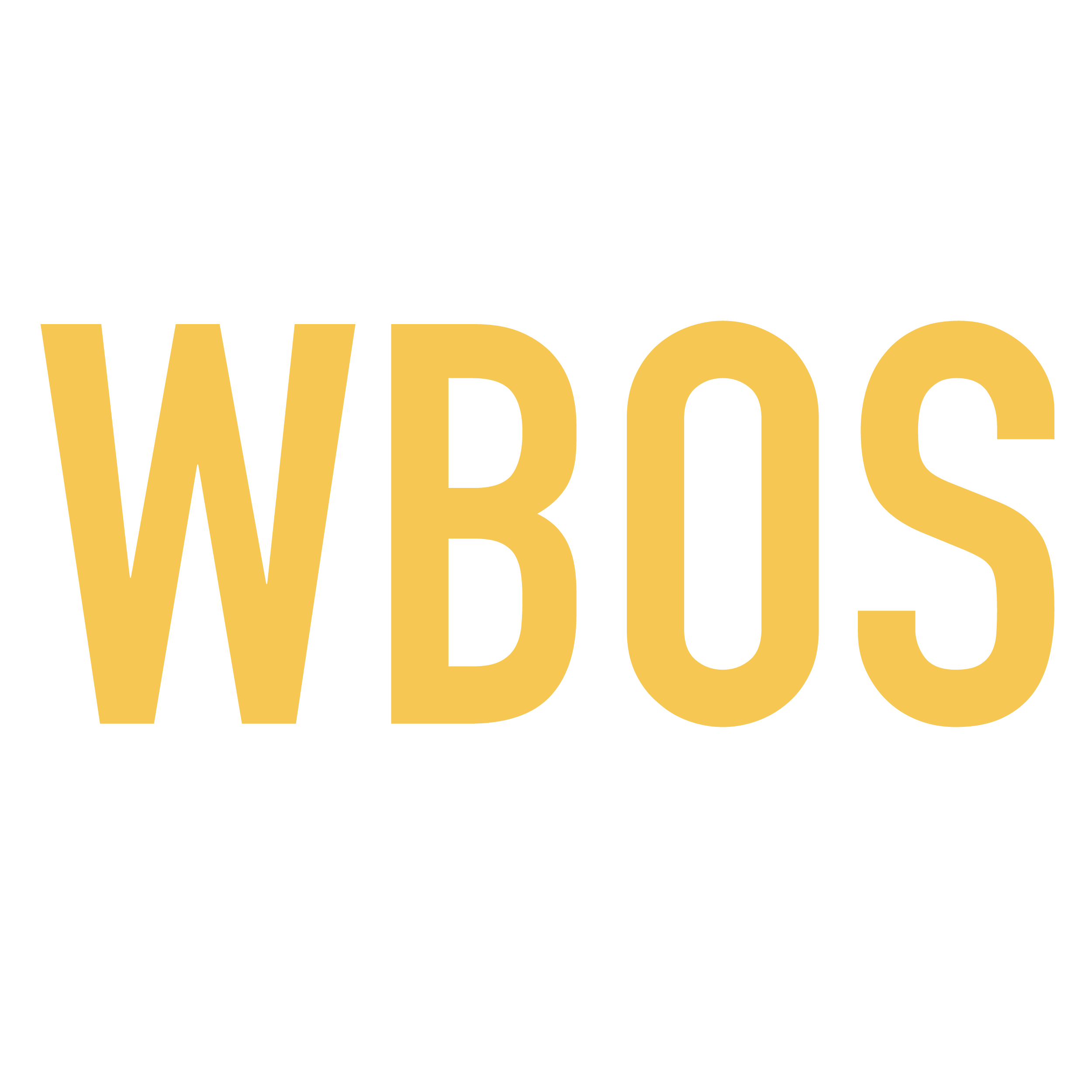 Sign promoting open studios for West Bay WBos with black background, white border, and white and yellow text.