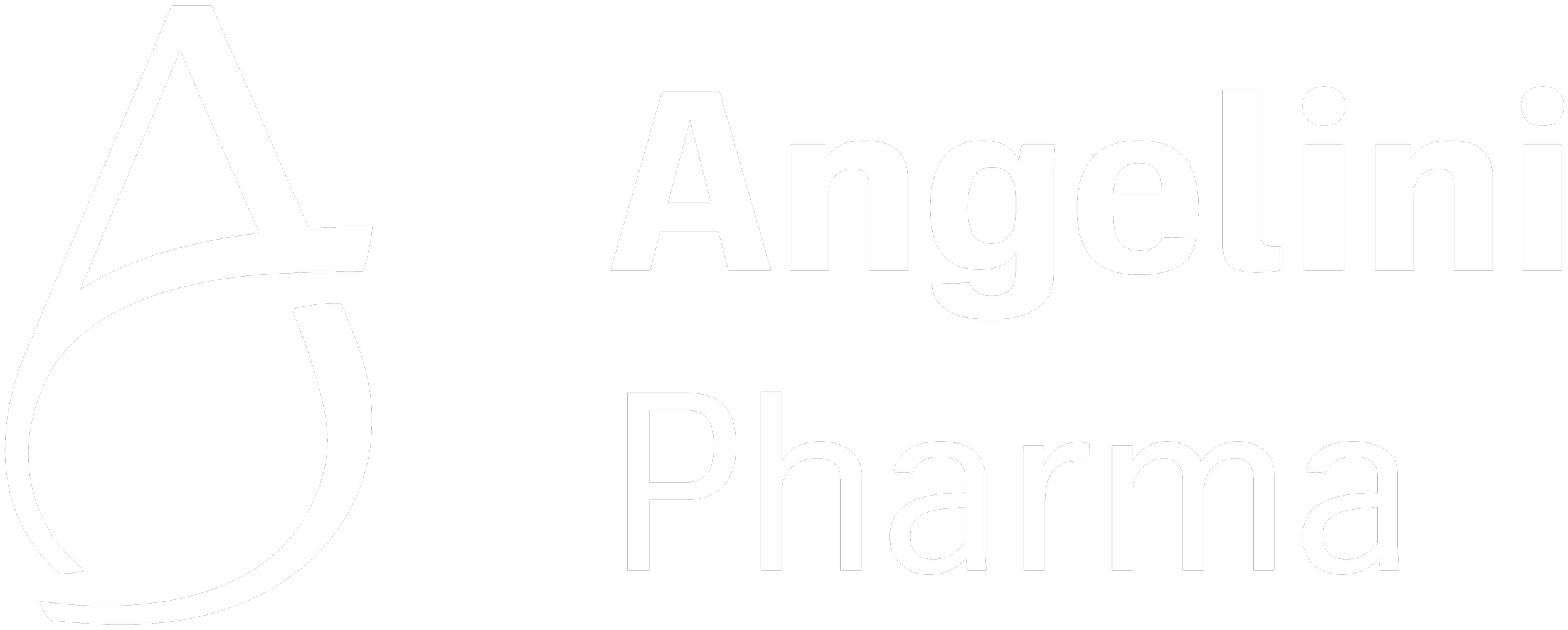 Black and white logo for Angelini Pharma with an abstract stylized letter A and the words Angelini Pharma