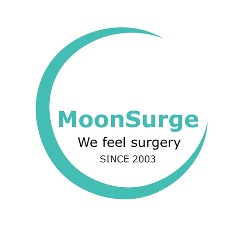 Logo for Moon Surge with the tagline "We feel surgery" and "Since 2003".