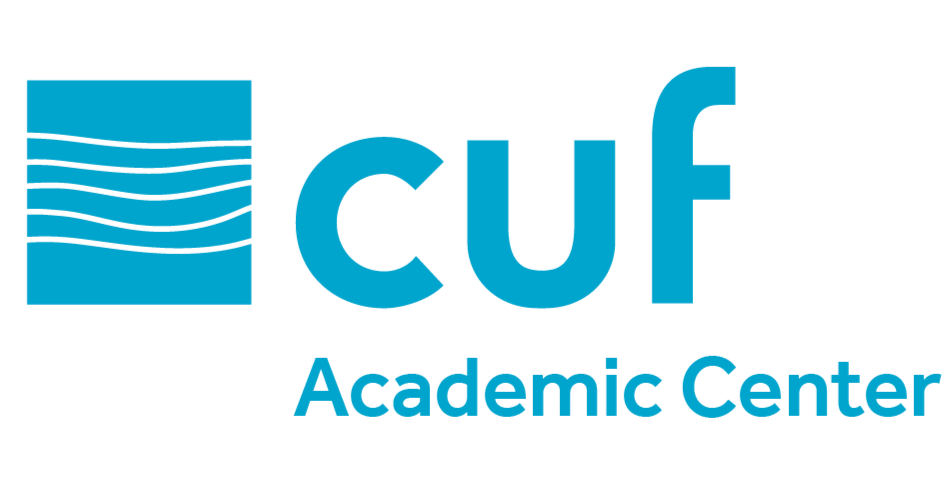 Logo of Cuyahoga County Community College (Tri-C) Academic Center with blue stylized building and text